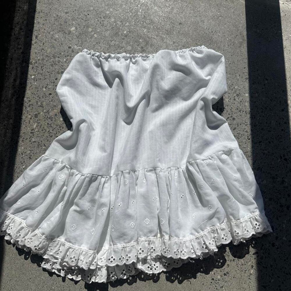 White eyelet lace antique custom handmade slip skirt summer flowy skirt